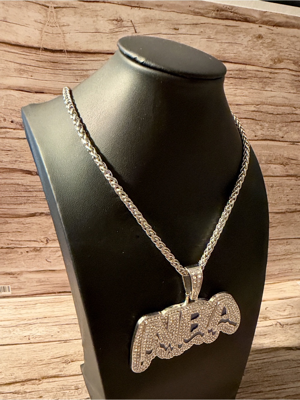 Iced Out Silver Tone Pave NBA Name Pendant & Necklace Stainless Steel - Picture 4 of 11
